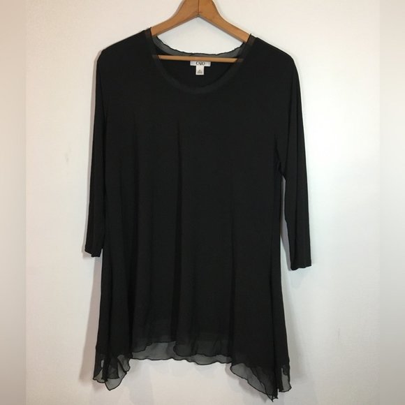 Cato Tops - Cato black dressy 3/4 sleeve shirt size eXra large scoop neck draped sides